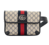 Small Ophidia Web Belt Bag, &pound;450, Handbags, Beige/Navy, Canvas, Front view